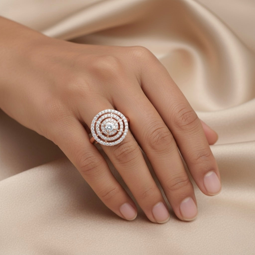 925 Sterling Silver Cubic Zirconia Halo Ring