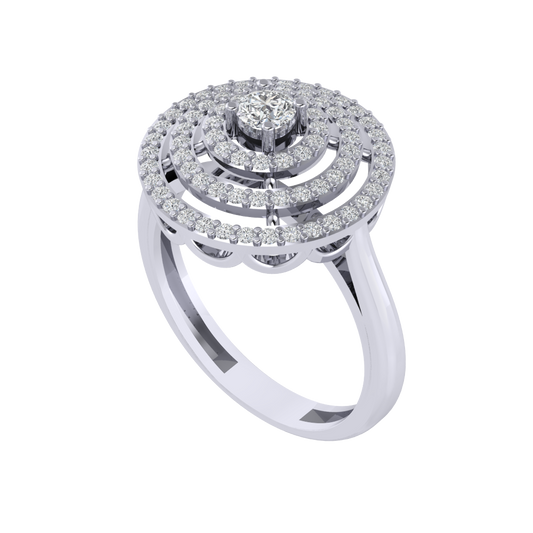 Diamtrendz 925 sterling silver white gold plated cubic zirconia halo ring