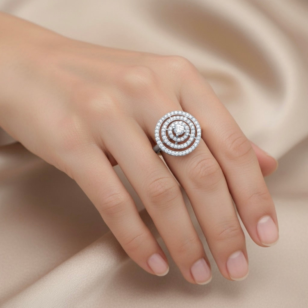 925 Sterling Silver Cubic Zirconia Halo Ring