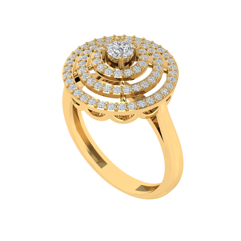 Diamtrendz 925 sterling silver yellow gold plated cubic zirconia halo ring