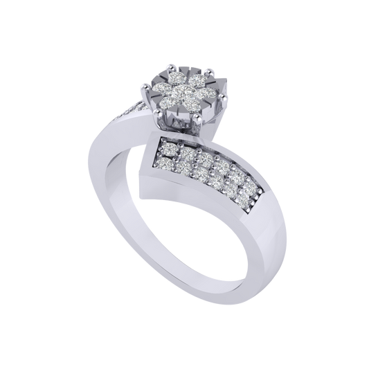 Diamtrendz 925 sterling silver white gold plated cubic zirconia ring