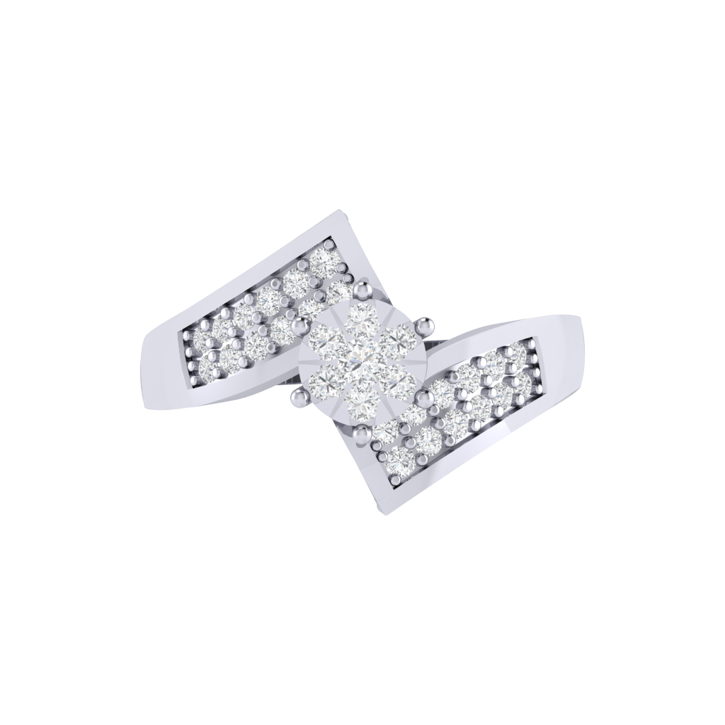 Diamtrendz 925 sterling silver white gold plated cubic zirconia ring