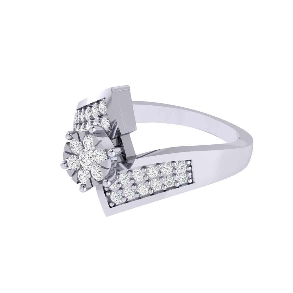 Diamtrendz 925 sterling silver white gold plated cubic zirconia ring