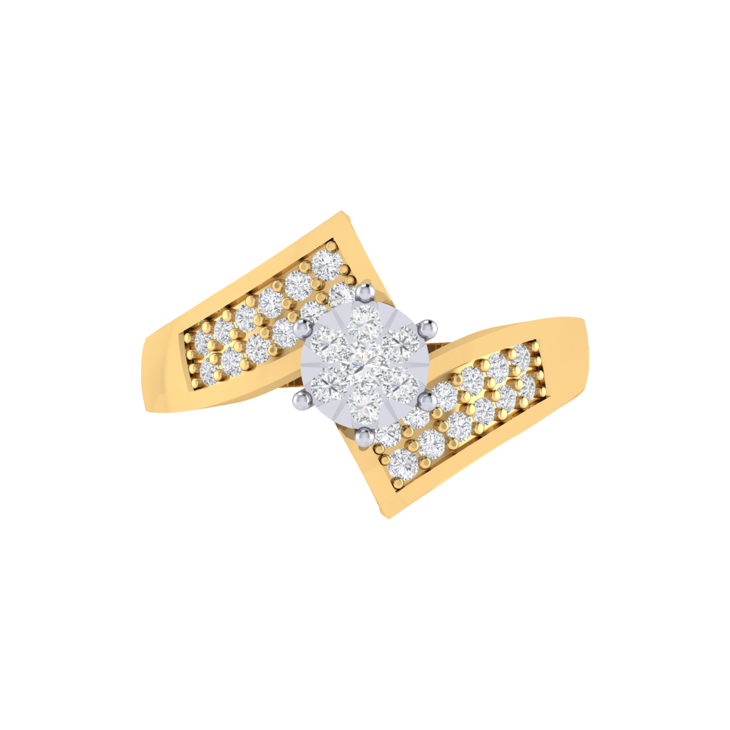 Diamtrendz 925 sterling silver yellow gold plated cubic zirconia ring