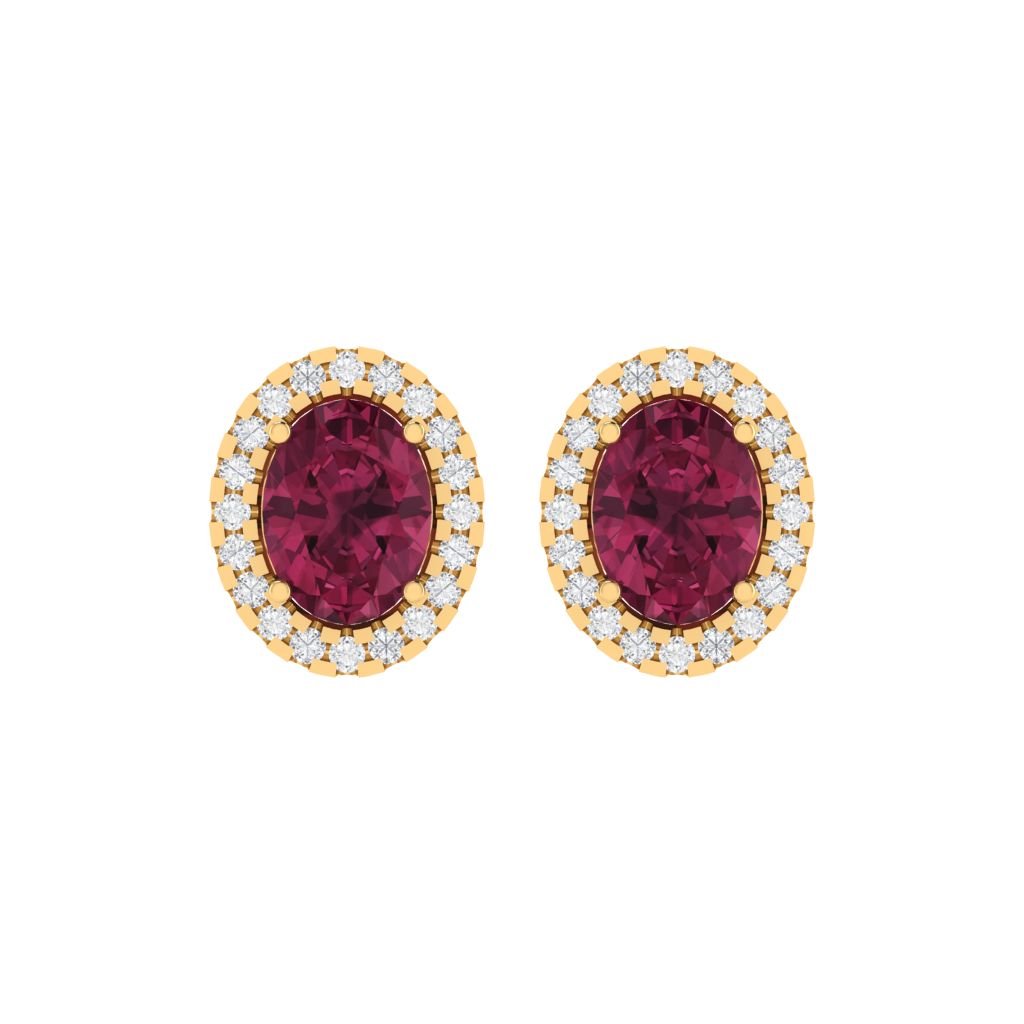 yellow gold plated sterling silver oval shape tourmaline stud earrings