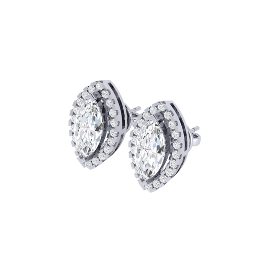 white gold plated sterling silver marquise shape cubic-zirconia stud earrings