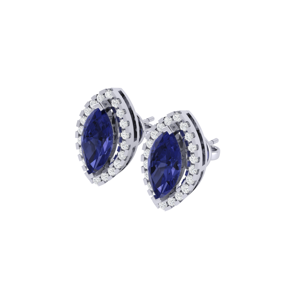 white gold plated sterling silver marquise shape tanzanite stud earrings