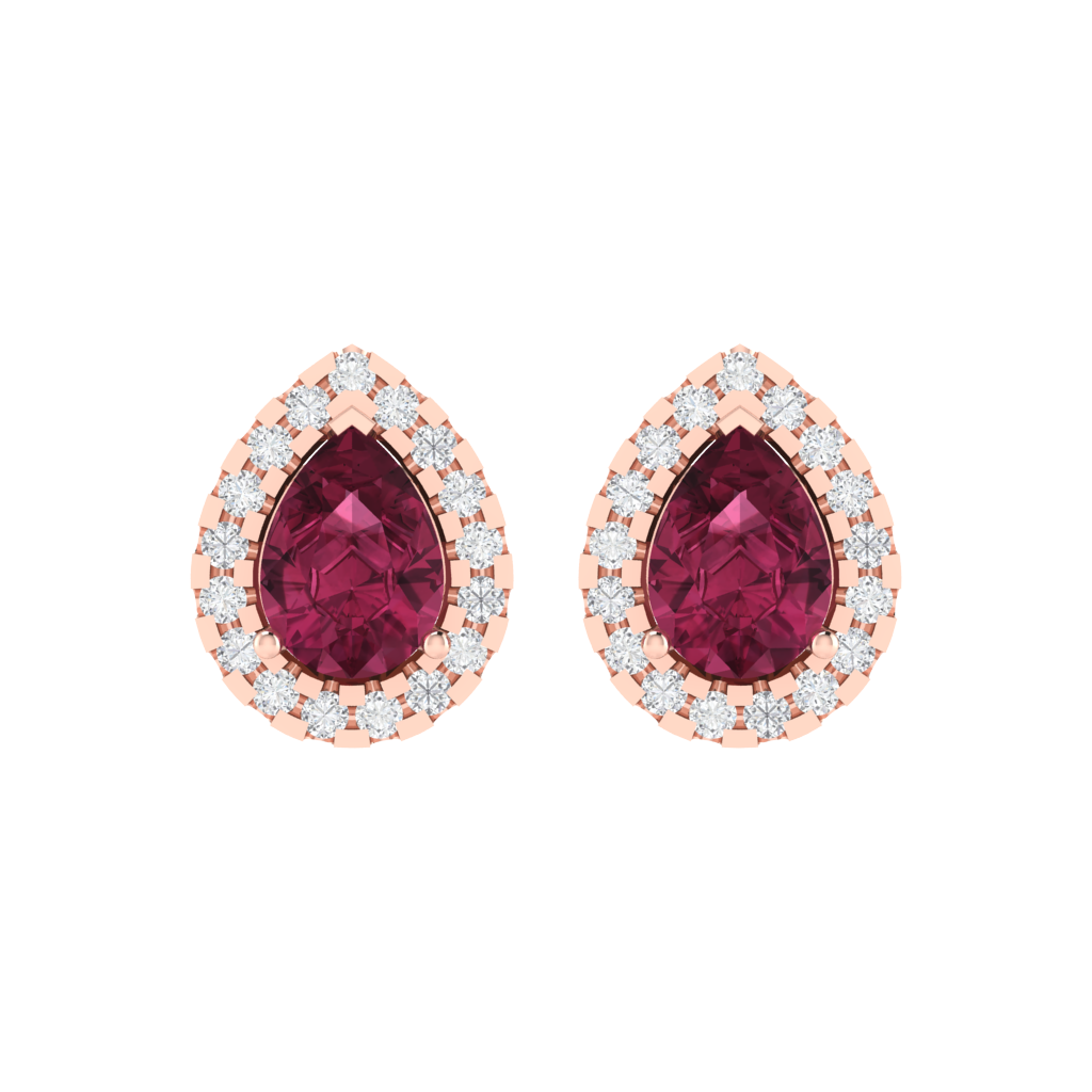 rose gold plated sterling silver pear shape tourmaline stud earrings