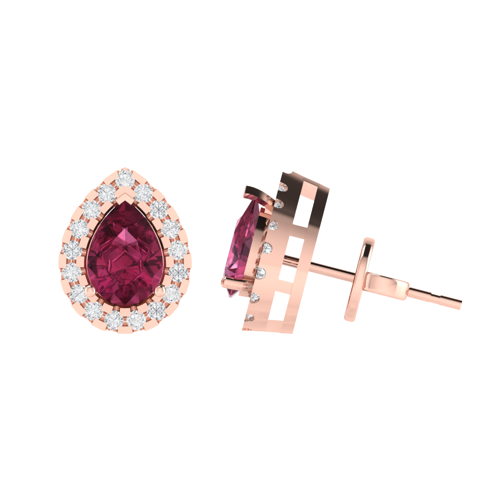 rose gold plated sterling silver pear shape tourmaline stud earrings