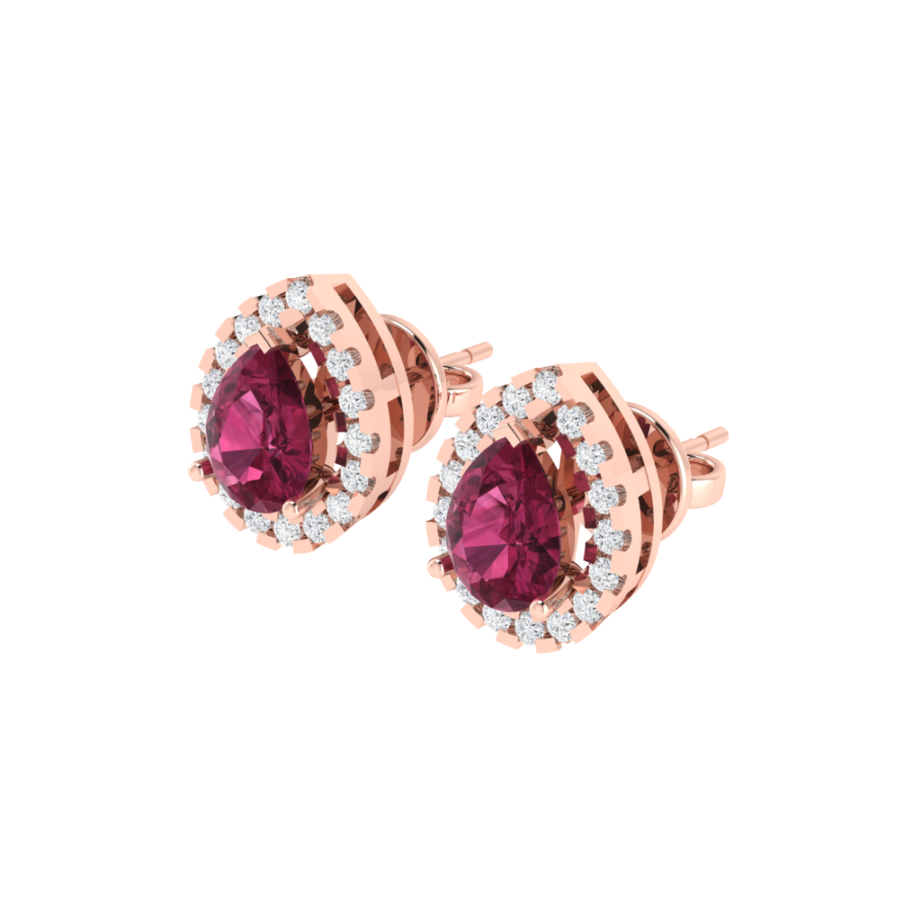 rose gold plated sterling silver pear shape tourmaline stud earrings