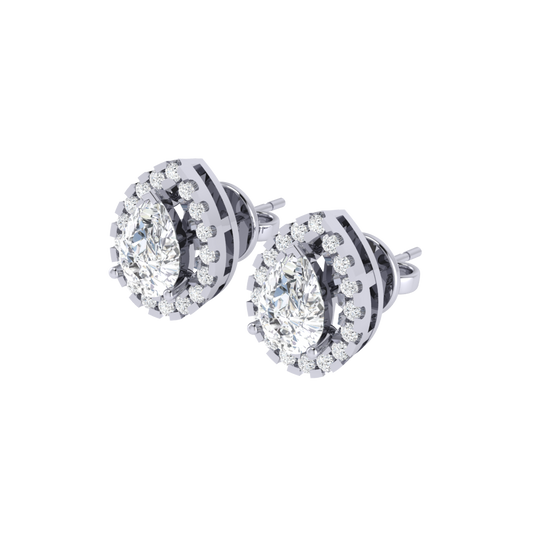 white gold plated sterling silver pear shape cubic-zirconia stud earrings