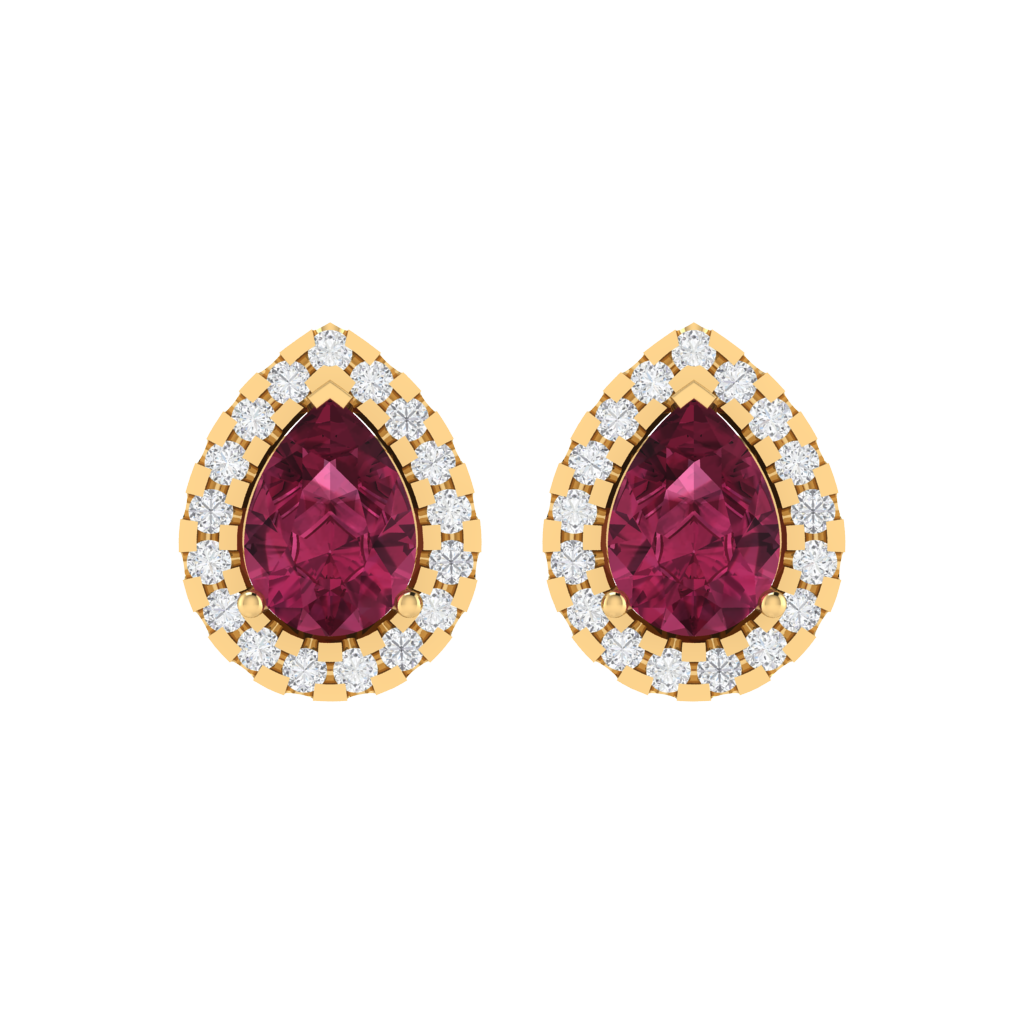 yellow gold plated sterling silver pear shape tourmaline stud earrings
