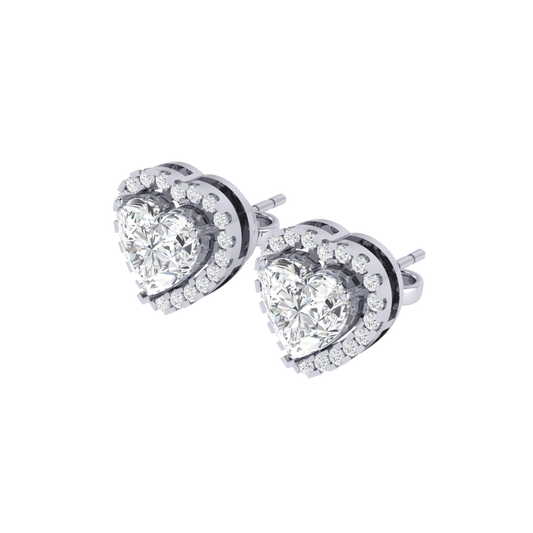 white gold plated sterling silver heart shape cubic-zirconia stud earrings