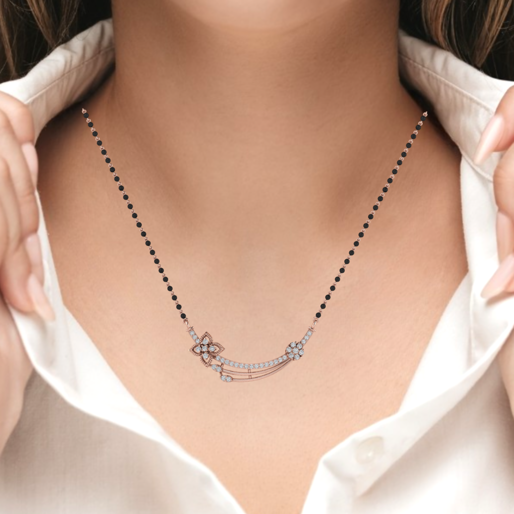 925 sterling silver rose gold plated mangalsutra