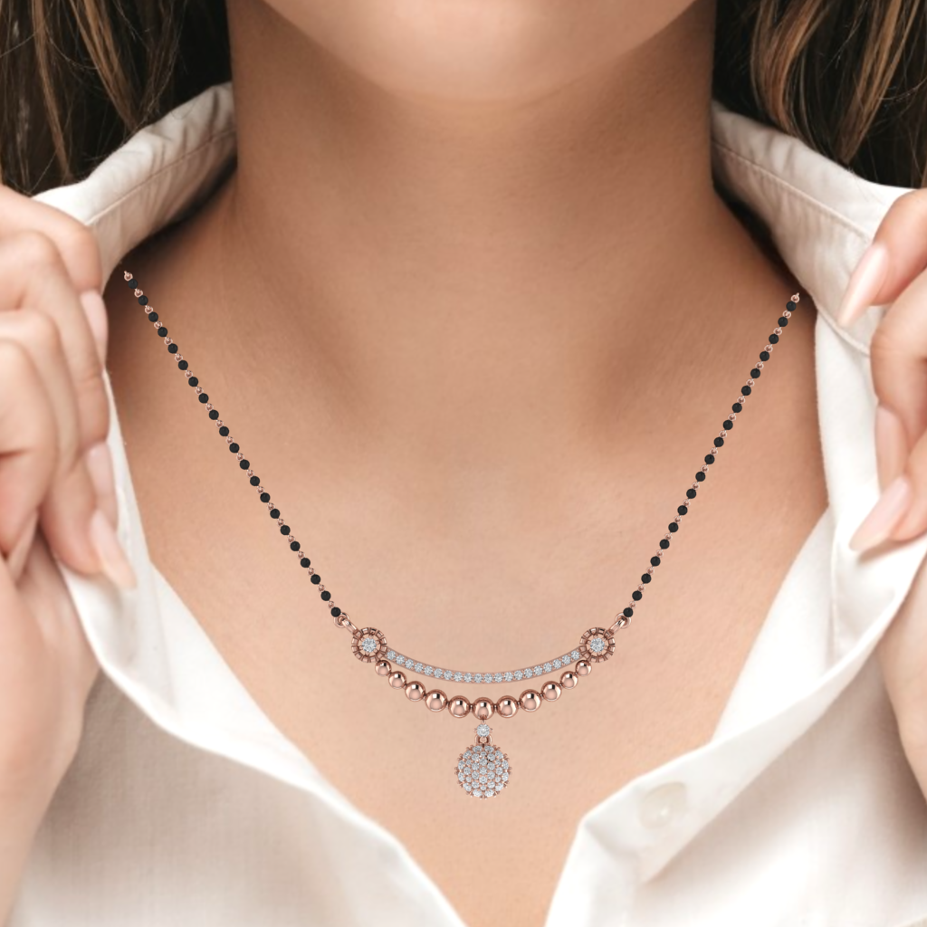 925 sterling silver rose gold plated mangalsutra