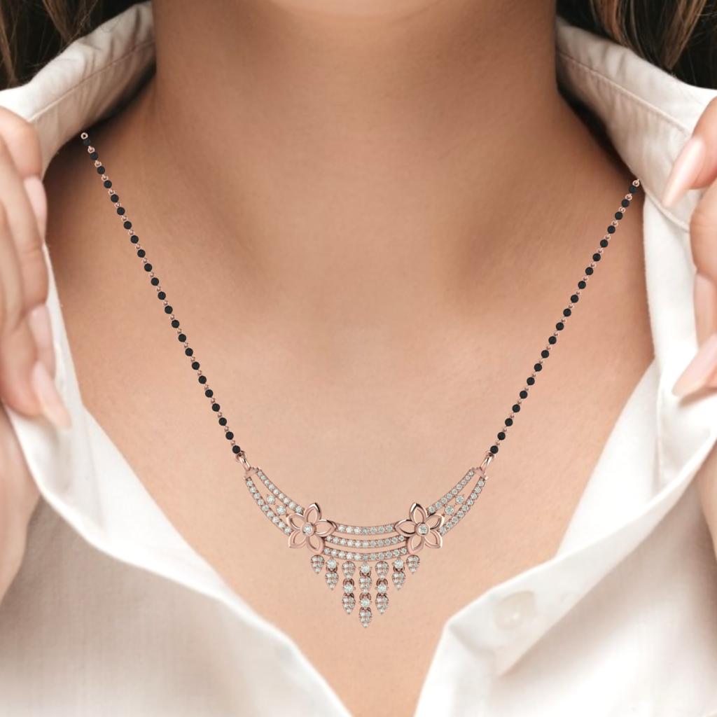 925 sterling silver rose gold plated mangalsutra