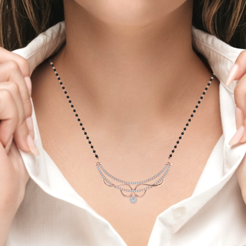 925 sterling silver rose gold plated mangalsutra
