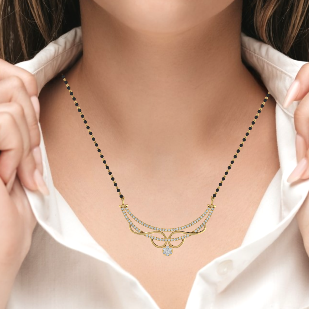 925 sterling silver yellow gold plated mangalsutra