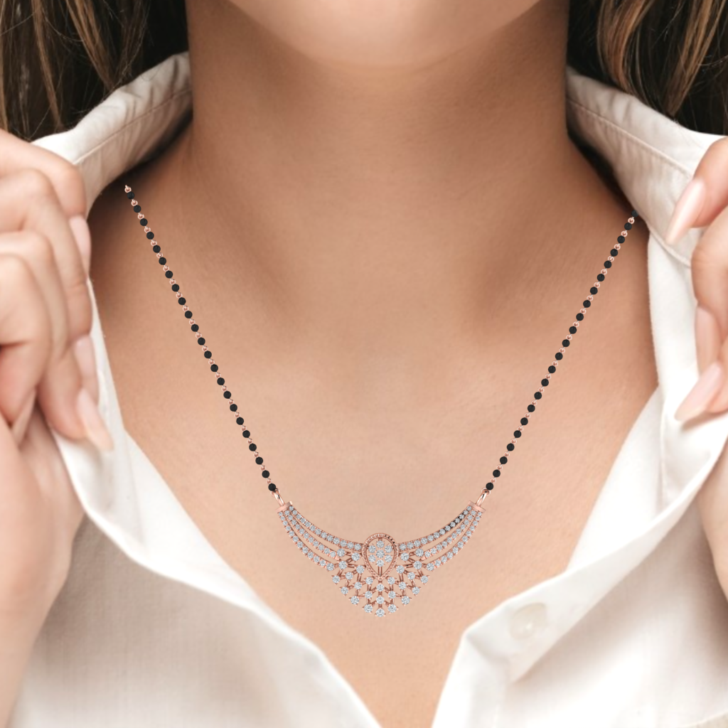 925 sterling silver rose gold plated mangalsutra