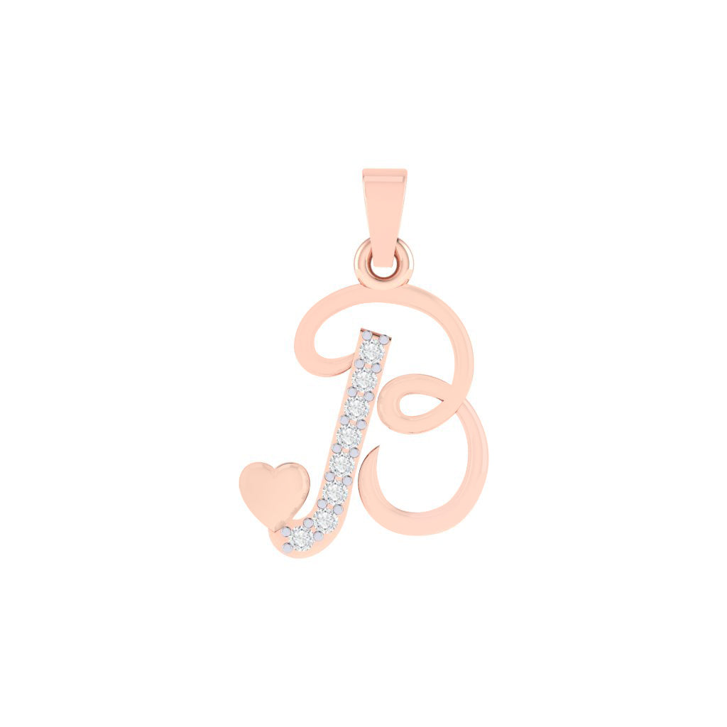 rose gold plated 925 sterling silver letter B pendant