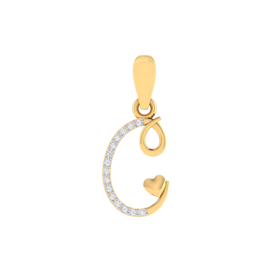 gold plated 925 sterling silver letter C pendant