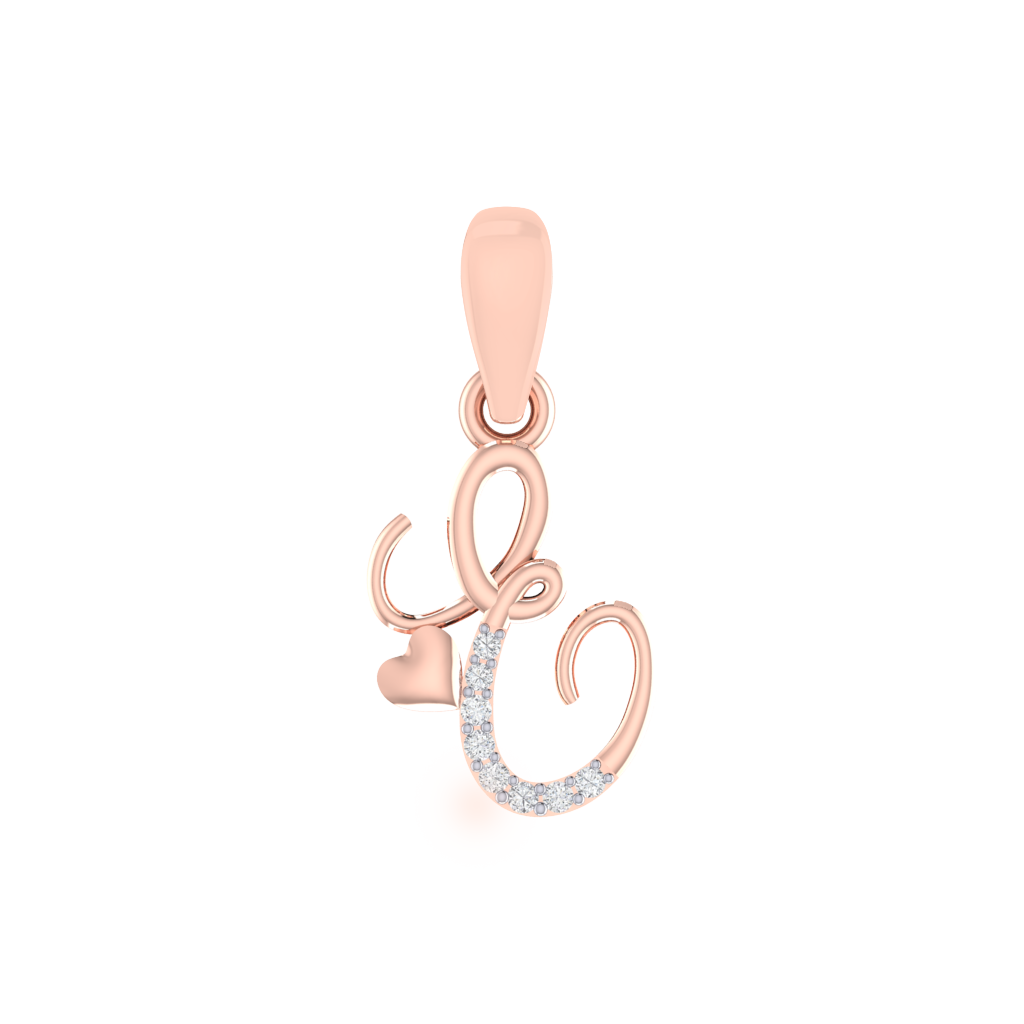 rose gold plated 925 sterling silver letter E pendant