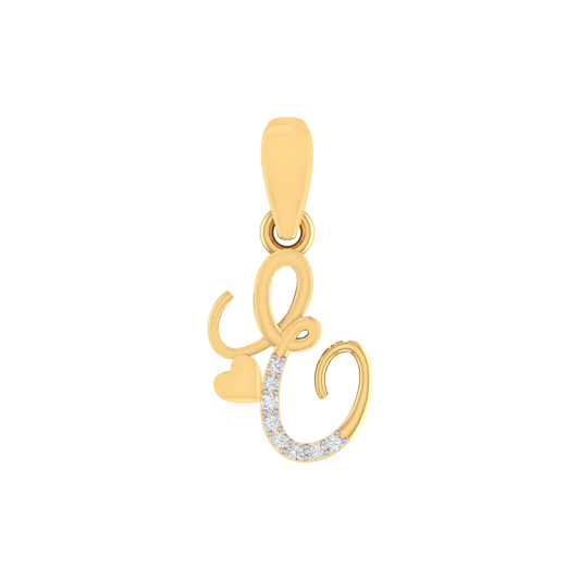 gold plated 925 sterling silver letter E pendant