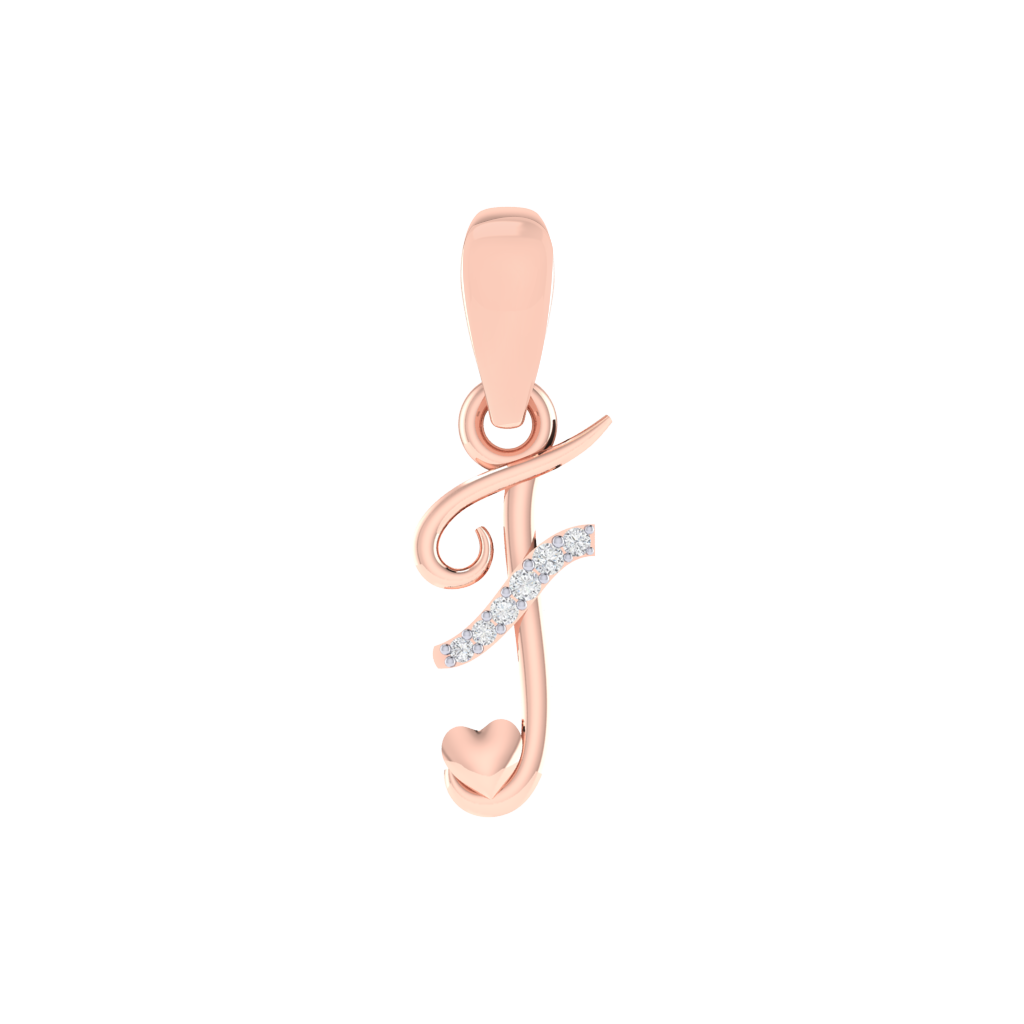rose gold plated 925 sterling silver letter F pendant