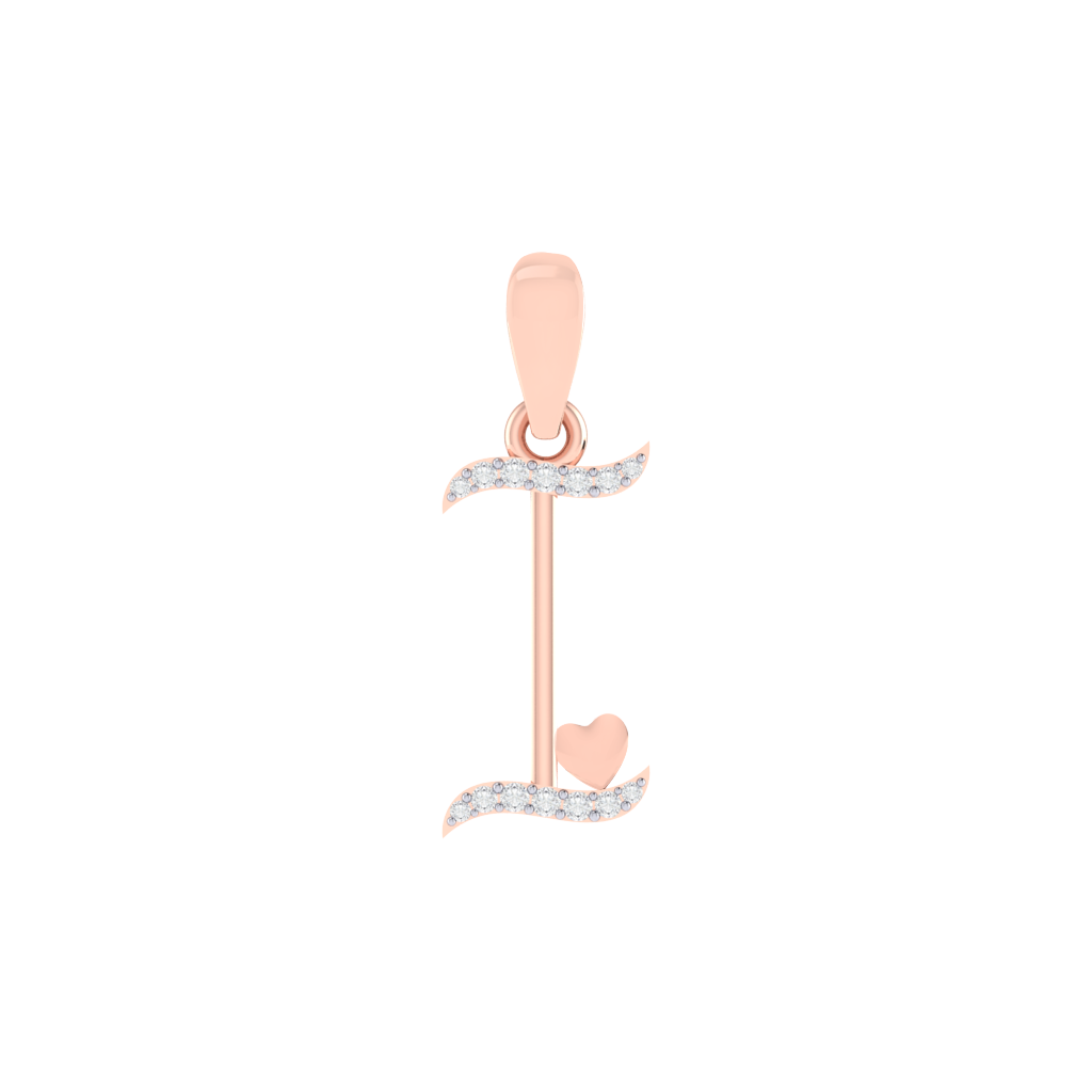 rose gold plated 925 sterling silver letter I pendant