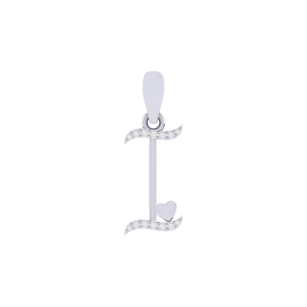 rhodium plated 925 sterling silver letter I pendant