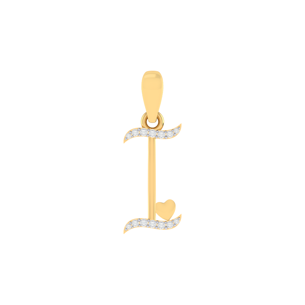gold plated 925 sterling silver letter I pendant