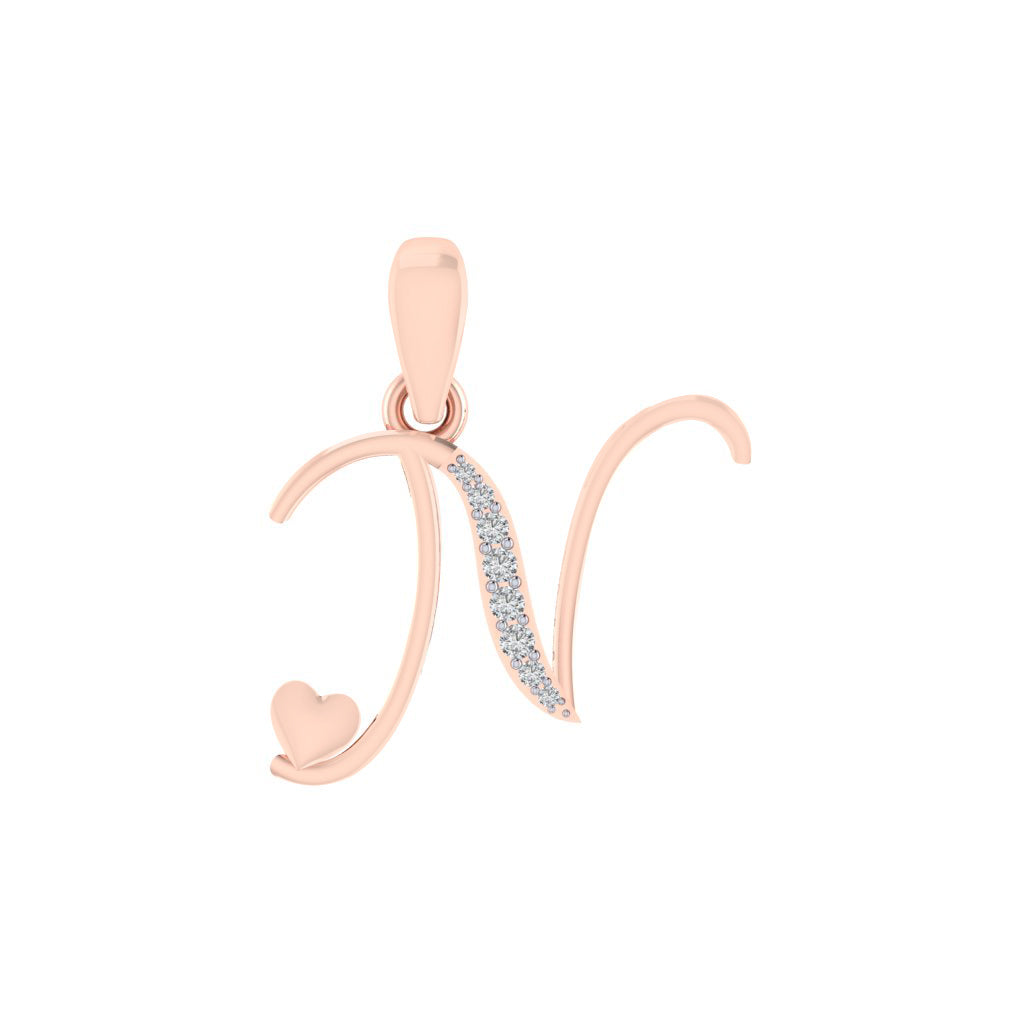 rose gold plated 925 sterling silver letter N pendant