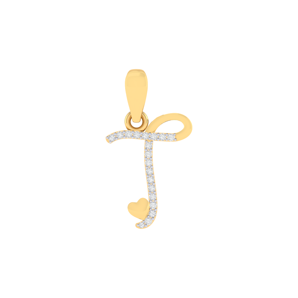 gold plated 925 sterling silver letter T pendant