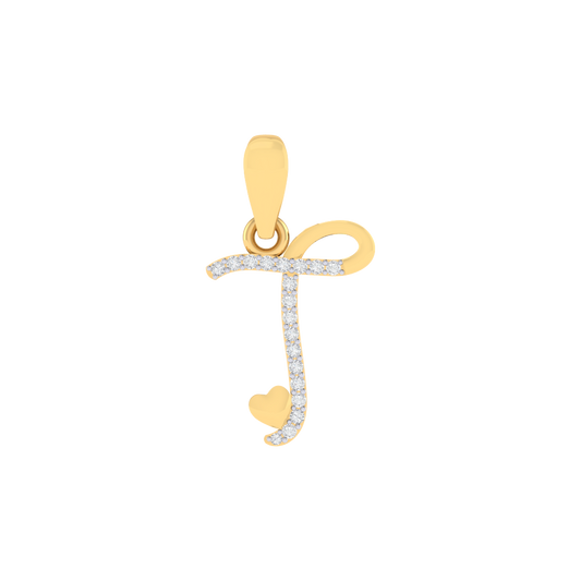 gold plated 925 sterling silver letter T pendant