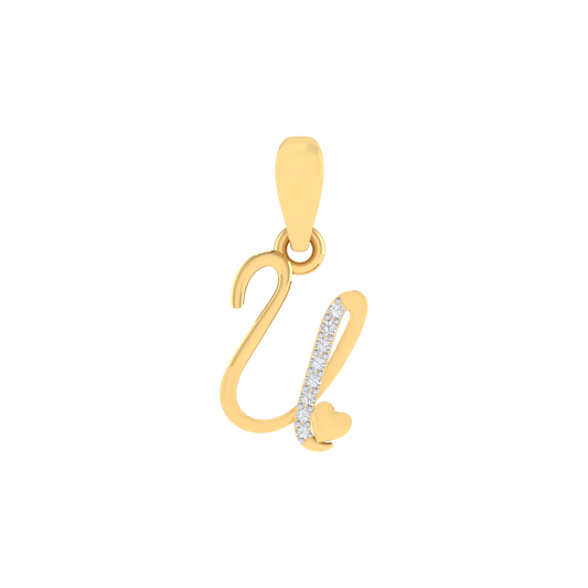 gold plated 925 sterling silver letter U pendant