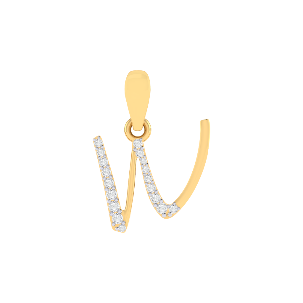 gold plated 925 sterling silver letter W pendant
