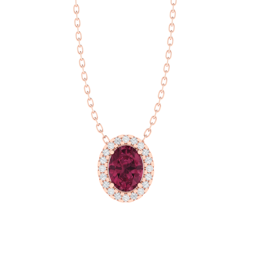 rose gold plated sterling silver oval shape tourmaline pendant