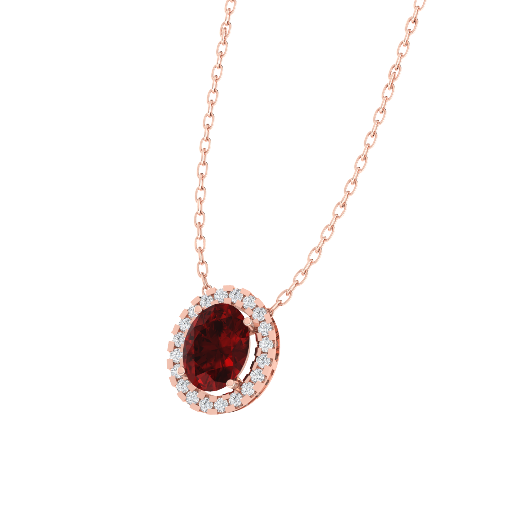rose gold plated sterling silver oval shape ruby pendant