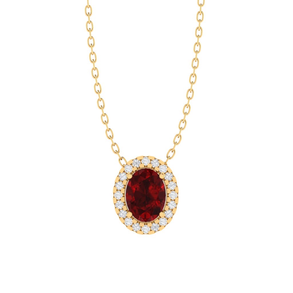 yellow gold plated sterling silver oval shape ruby pendant