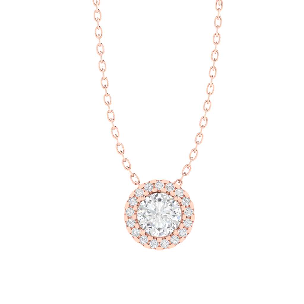 rose gold plated sterling silver round shape cubic-zirconia pendant