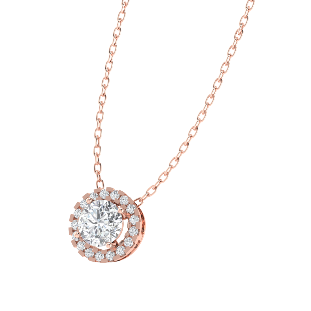 rose gold plated sterling silver round shape cubic-zirconia pendant