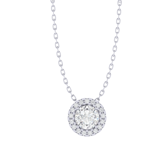 white gold plated sterling silver round shape cubic-zirconia pendant