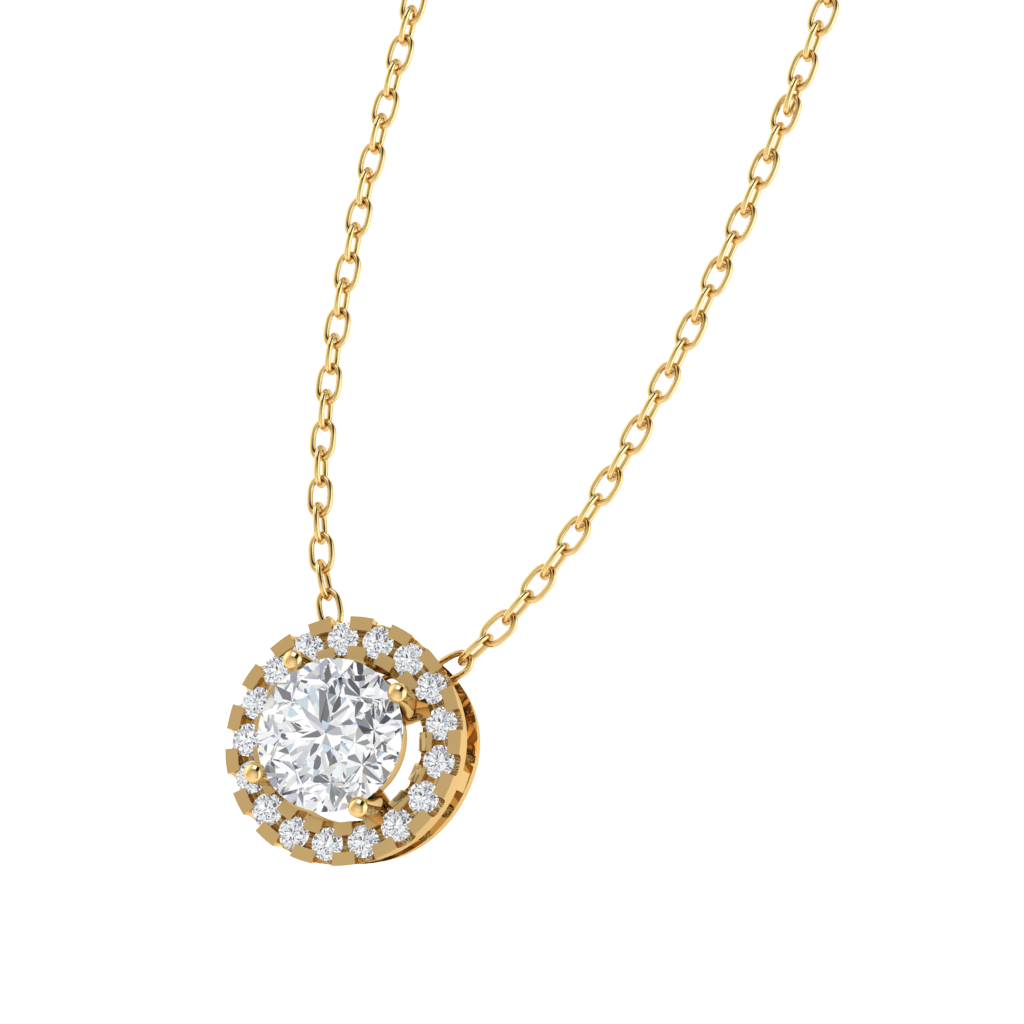 yellow gold plated sterling silver round shape cubic-zirconia pendant