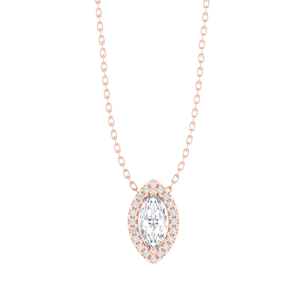 rose gold plated sterling silver marquise shape cubic-zirconia pendant