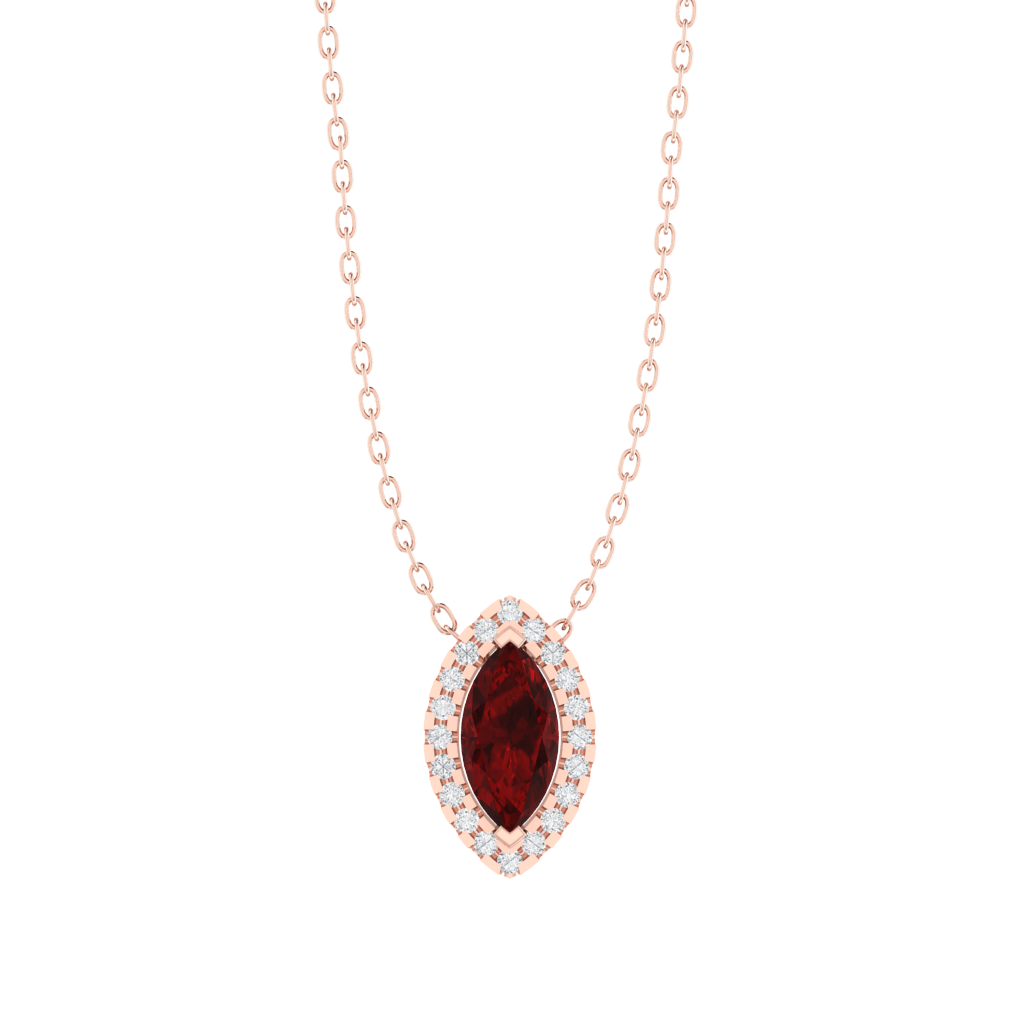 rose gold plated sterling silver marquise shape ruby pendant