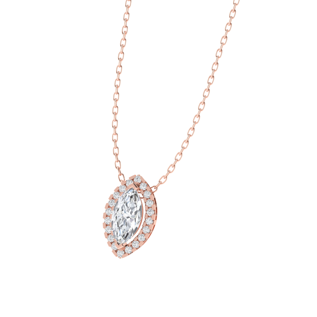 rose gold plated sterling silver marquise shape cubic-zirconia pendant
