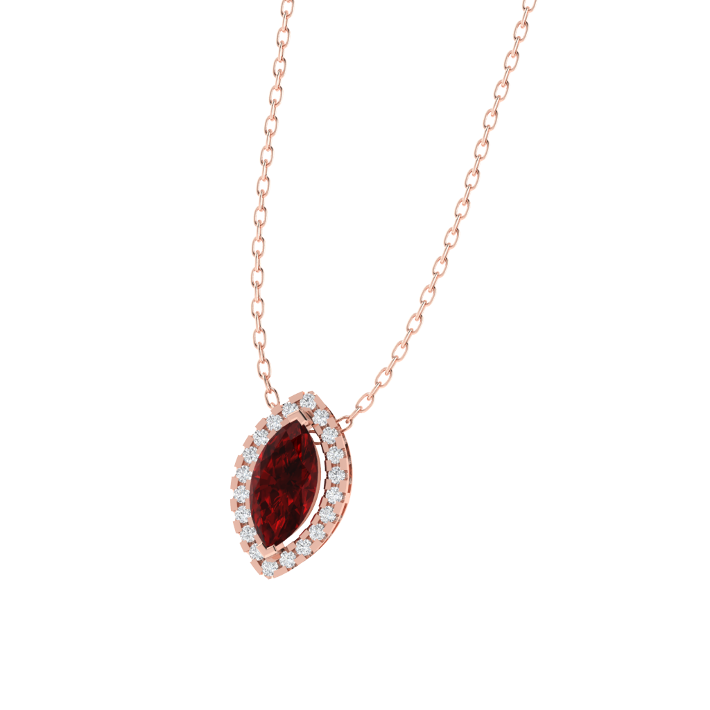 rose gold plated sterling silver marquise shape ruby pendant