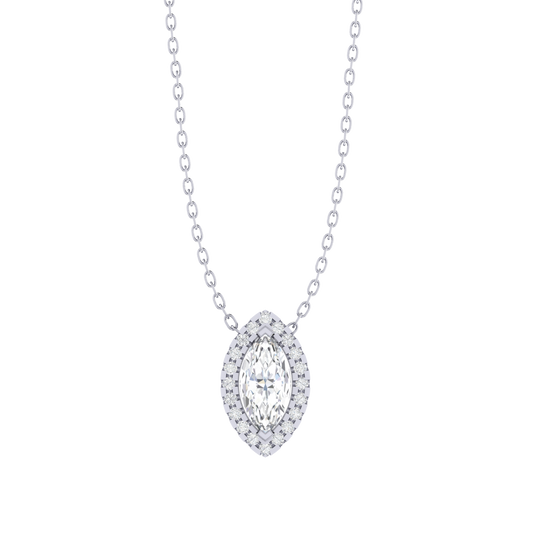 white gold plated sterling silver marquise shape cubic-zirconia pendant