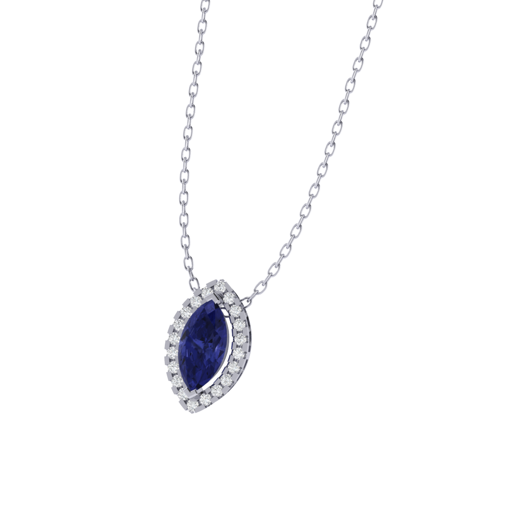white gold plated sterling silver marquise shape tanzanite pendant