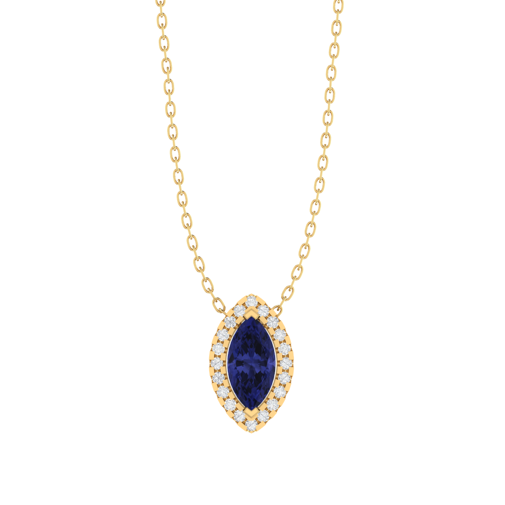 yellow gold plated sterling silver marquise shape tanzanite pendant